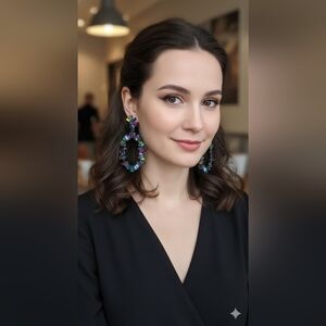 Multicolor Gemstone Hoop Earrings